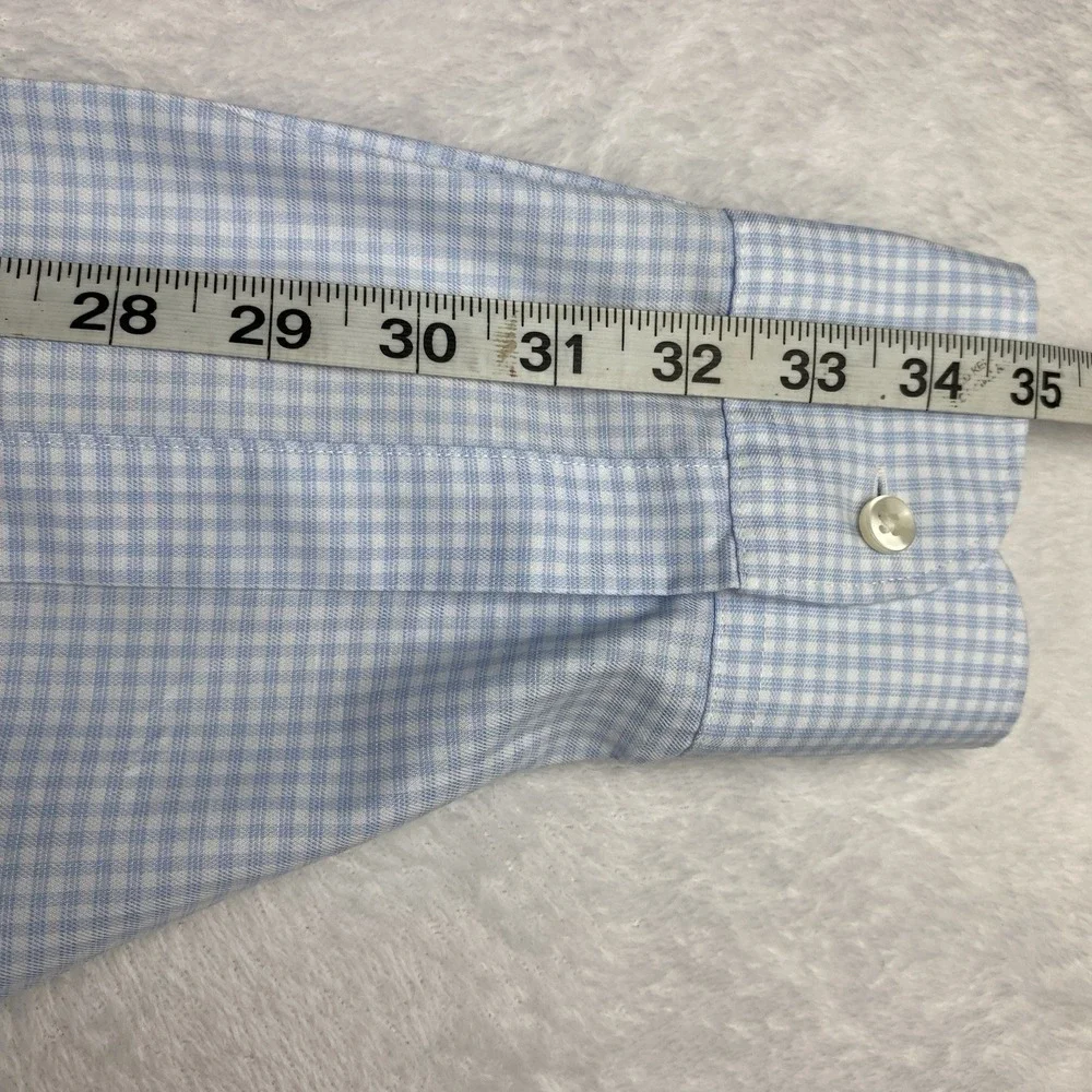 Charles Tyrwhitt Dress Shirt Mens 16.5-35 Blue/White Checks Classic Fit No Iron